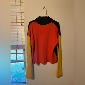 Color block turtle neck sweater